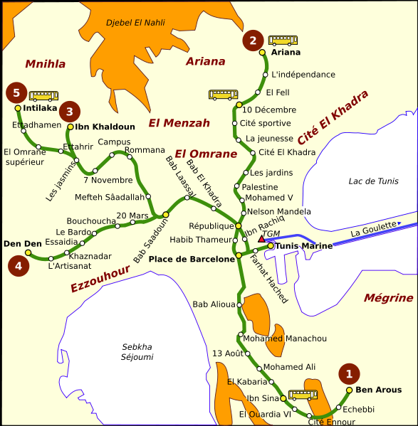 Plan du mÃ©tro de Tunis (2004)